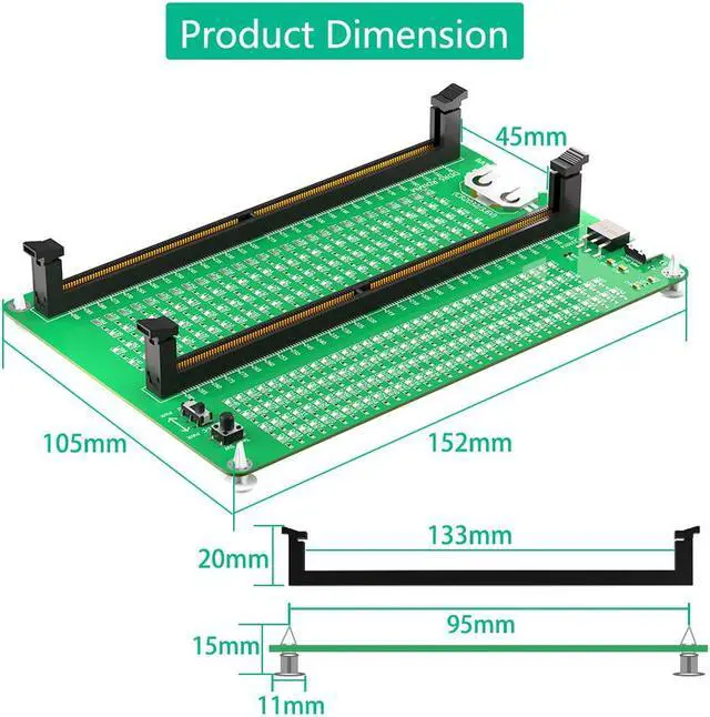 Alt view image 5 of 6 - ddr5 Memory Tester, Desktop Computer DDR5 Memory Performance Tester, Short circuit Test Card with LED Indicators for Desktop Computer DDR5 Rimm/Udimm Memory Failures test board