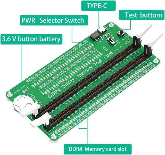 Alt view image 3 of 6 - ddr4 Memory Tester, Desktop Computer DDR4 Memory Test Card with LED Indicators and USB Type C Cable