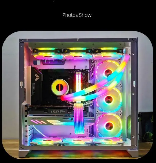 Alt view image 5 of 6 - ARGB LED Tube Sleeve, 5V 3Pin RGB LED, 360° Panoramic Soft Light Water Cooling Tube with Programmable 16.8 Million Colors for PC Water Cooling System - 34.5cm