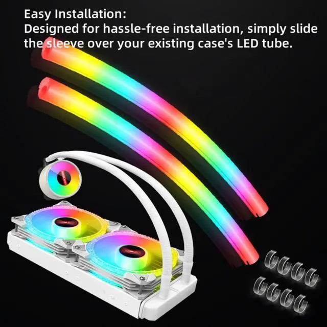Alt view image 4 of 6 - ARGB LED Tube Sleeve, 5V 3Pin RGB LED, 360° Panoramic Soft Light Water Cooling Tube with Programmable 16.8 Million Colors for PC Water Cooling System - 34.5cm