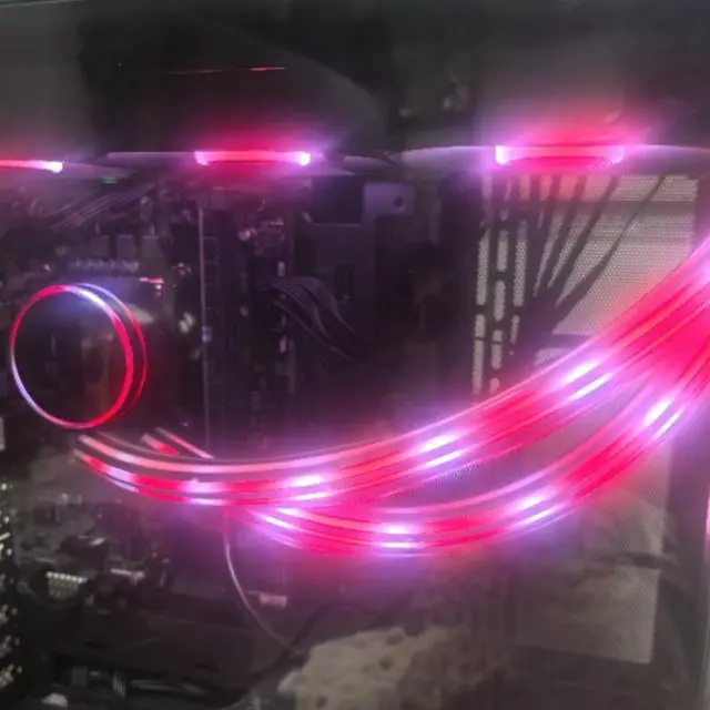 Alt view image 3 of 6 - ARGB LED Tube Sleeve, 5V 3Pin RGB LED, 360° Panoramic Soft Light Water Cooling Tube with Programmable 16.8 Million Colors for PC Water Cooling System - 34.5cm Grey