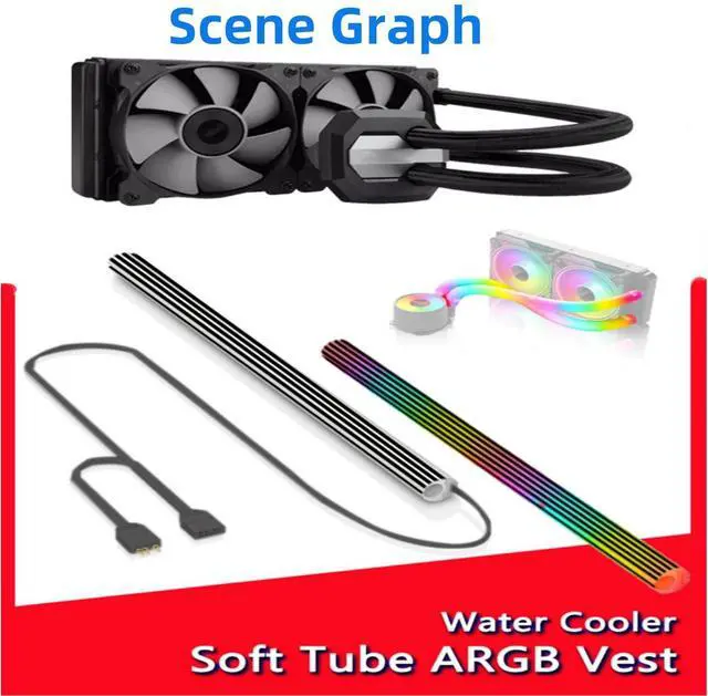 Alt view image 5 of 6 - ARGB LED Tube Sleeve, 5V 3Pin RGB LED, 360° Panoramic Soft Light Water Cooling Tube with Programmable 16.8 Million Colors for PC Water Cooling System - 34.5cm Grey