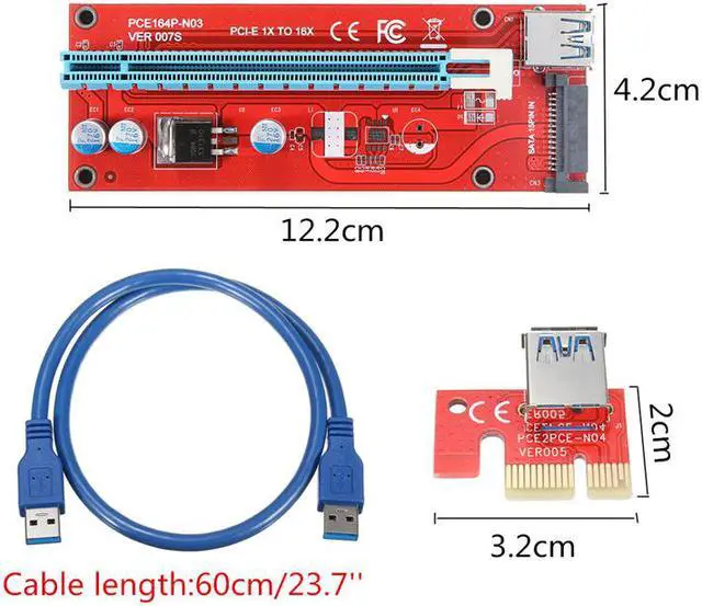 Main image of PCI-E 16X to 1X Adapter USB3.0 Riser Cable Flexible Extension Cable with SATA 15pin power