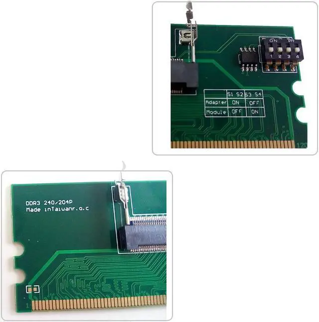 Alt view image 4 of 4 - Laptop DDR3 RAM to Desktop Adapter Card, Memory Tester 204Pin SODIMM to 240Pin DIMM Converter