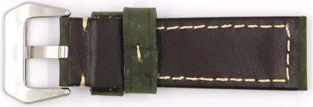 Alt view image 3 of 5 - XIUMEI Dark green 22mm 24mm Genuine Leather Wristwatch Watch Band Vintage Strap for Men with Stainless Buckle