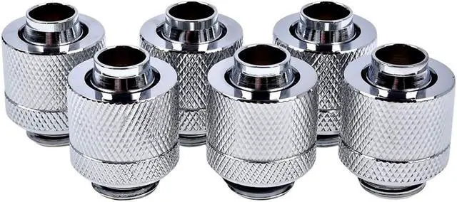 Main image of 6PCS  Silver 3/8"ID X 1/2"OD 9.5 X 12.7mm Tubing Compression Water cooling connector G1/4" Thread