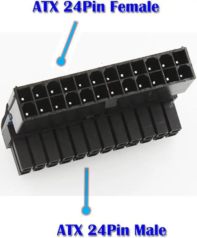 Main image of ATX 24Pin female to 24pin male right angle adapter for desktop PC power supply