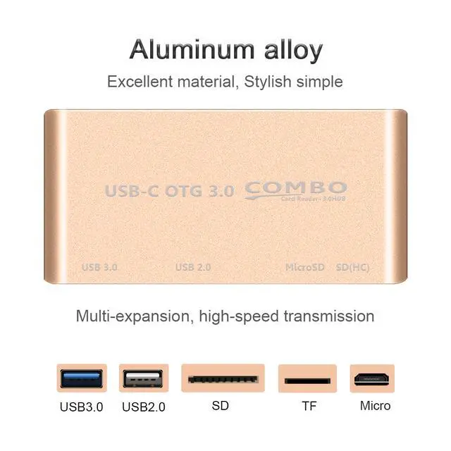 Alt view image 3 of 5 - 5 In 1 Usb-c USB 3.0 Hub Multi Type C Spliter Adapter Usb3.0 Card Reader for Macbook USB-c Type-c Splitter Multi OTG Combo