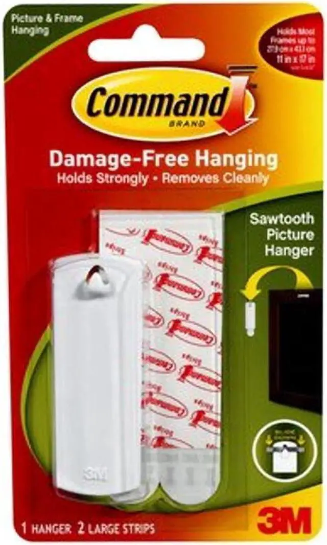 Alt view image 3 of 20 - 3M 17040 Command Sawtooth Picture Hanger 1 hook, 2 strips