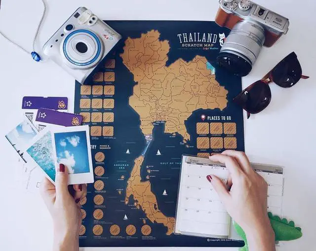 Alt view image 3 of 5 - Good Weather Premium Unique Design Thailand Scratch Off Travel Map - Perfect Traveler's Gift + FREE Scratch Pen.  Scratch off places you travel. 15.75 x 11.81 inches