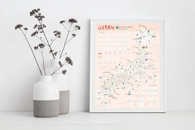 Alt view image 4 of 6 - Good Weather Premium Unique Design Japan Scratch Off Travel Map - Perfect Traveler's Gift + FREE Scratch Pen.  Scratch off places you travel. 15.75 x 11.81 inches
