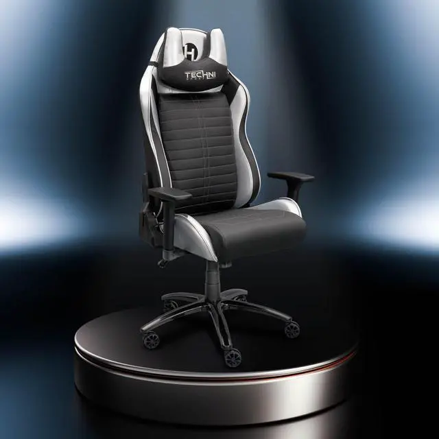 Alt view image 8 of 20 - Techni Sport Ergonomic Racing Style Gaming  Chair - Silver