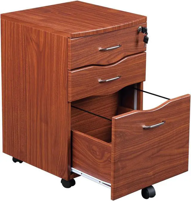 Alt view image 4 of 13 - Techni Mobili Rolling storage and File Cabinet. Color: Mahogany