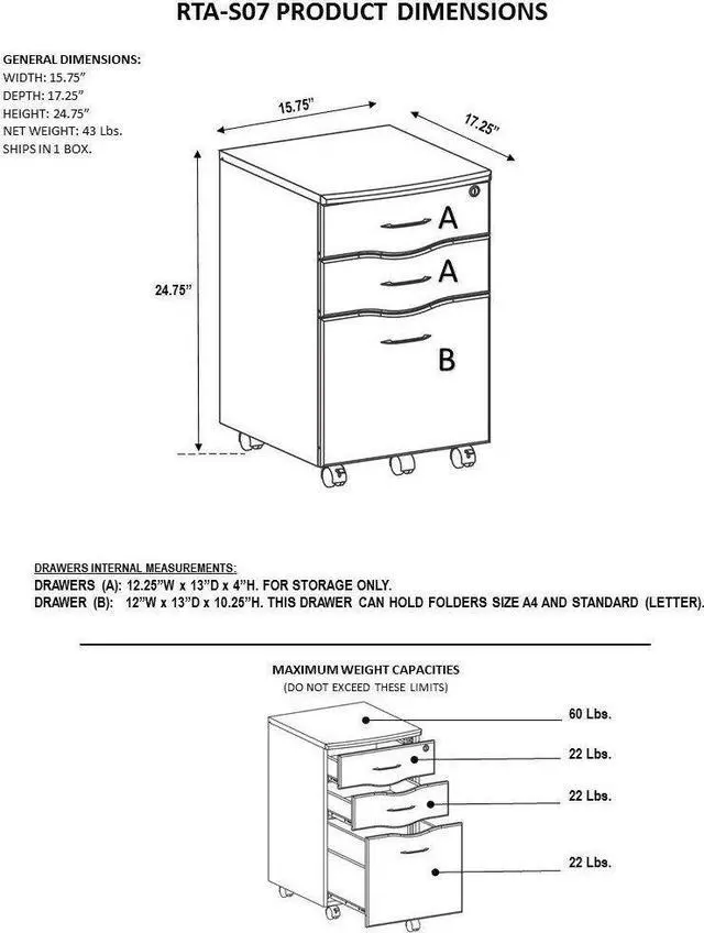 Alt view image 5 of 13 - Techni Mobili Rolling storage and File Cabinet. Color: Mahogany