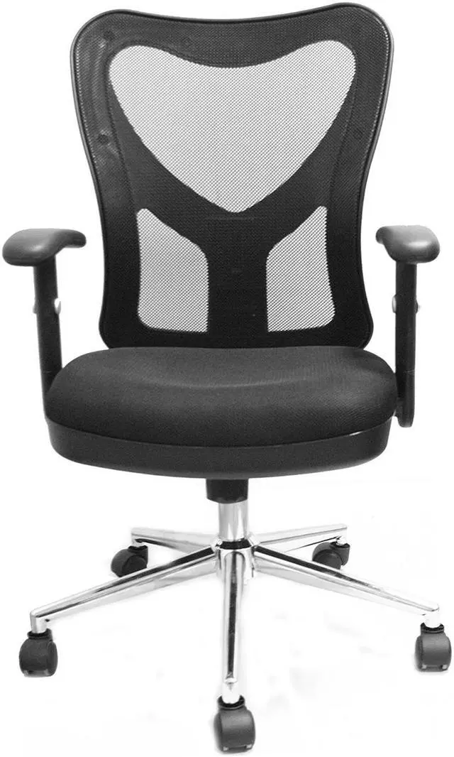 Alt view image 3 of 16 - Techni Mobili Back Mesh Office Chair with Non Marking Caster Wheels, Executive Task Chair with Adjustable Hight, Black
