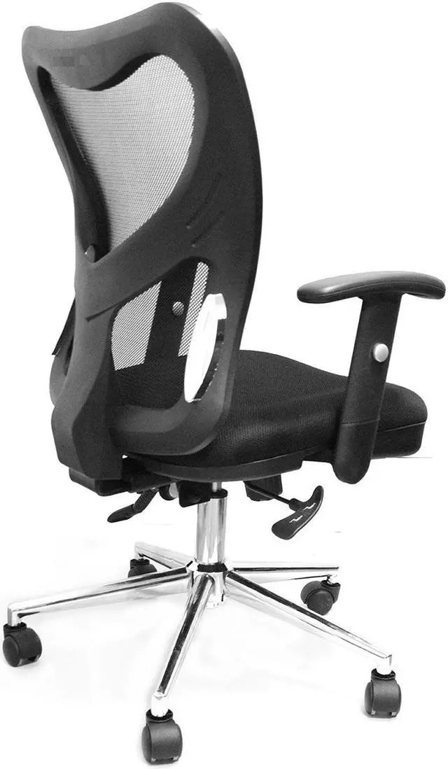 Alt view image 4 of 16 - Techni Mobili Back Mesh Office Chair with Non Marking Caster Wheels, Executive Task Chair with Adjustable Hight, Black