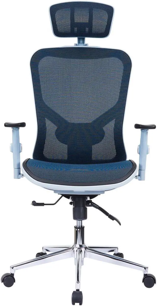 Alt view image 4 of 20 - The Techni Mobili High Back Executive Mesh Office Chair with Arms, Headrest and Lumbar Support, Blue