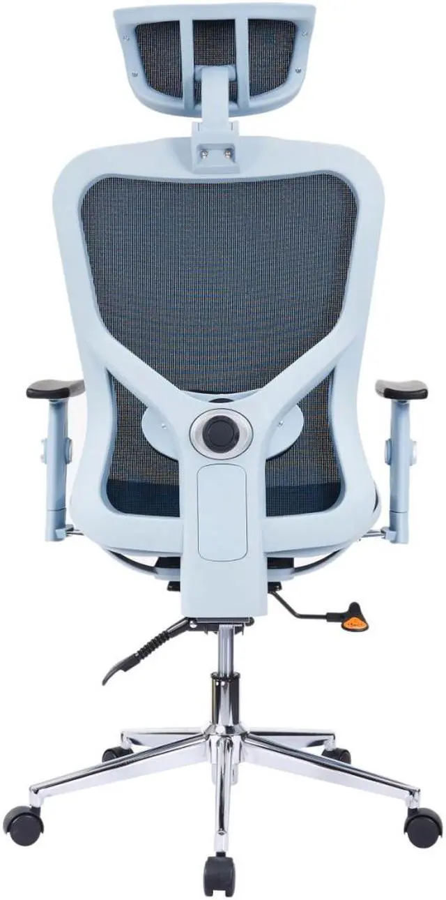 Alt view image 6 of 20 - The Techni Mobili High Back Executive Mesh Office Chair with Arms, Headrest and Lumbar Support, Blue