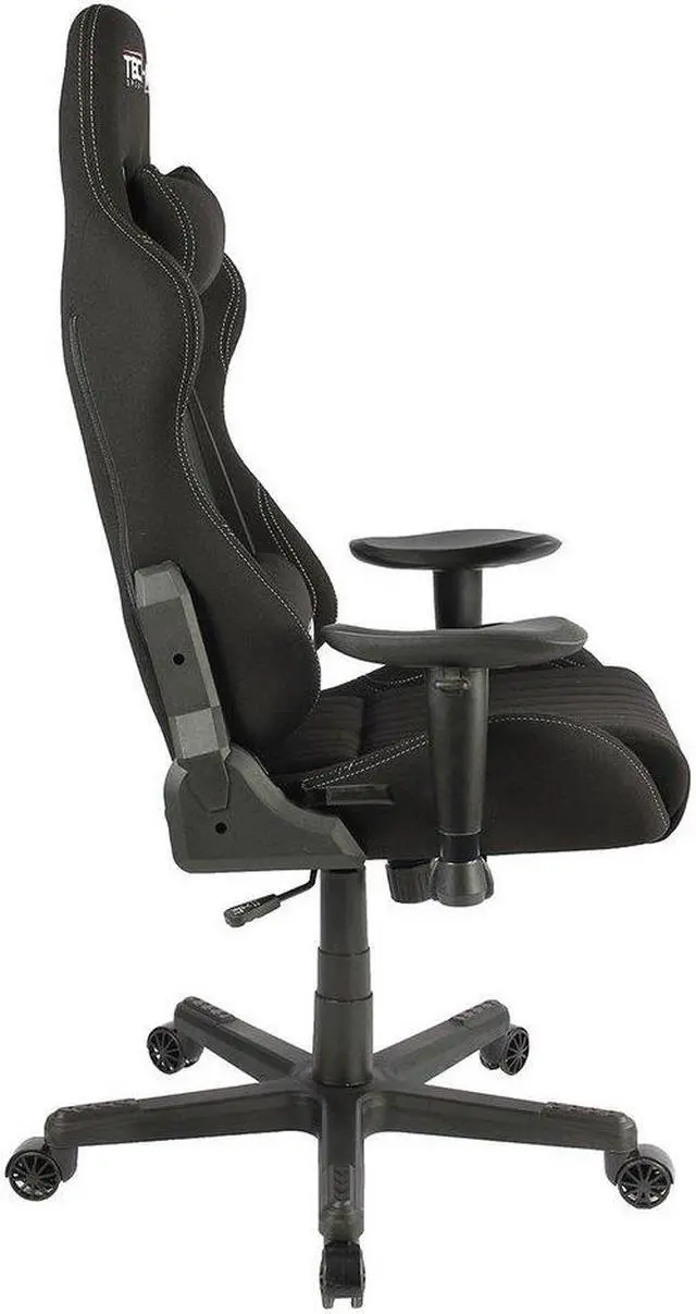 Alt view image 3 of 20 - Gaming Chair - Techni Sport TS-F44 - BLACK Fabric Ergonomic High Back Racer Style PC / Console Video Gaming / Study