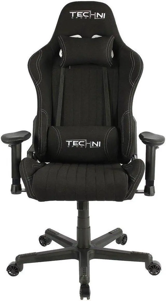 Alt view image 2 of 20 - Gaming Chair - Techni Sport TS-F44 - BLACK Fabric Ergonomic High Back Racer Style PC / Console Video Gaming / Study