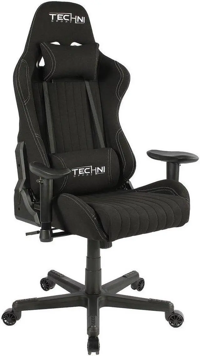 Main image of Gaming Chair - Techni Sport TS-F44 - BLACK Fabric Ergonomic High Back Racer Style PC / Console Video Gaming / Study