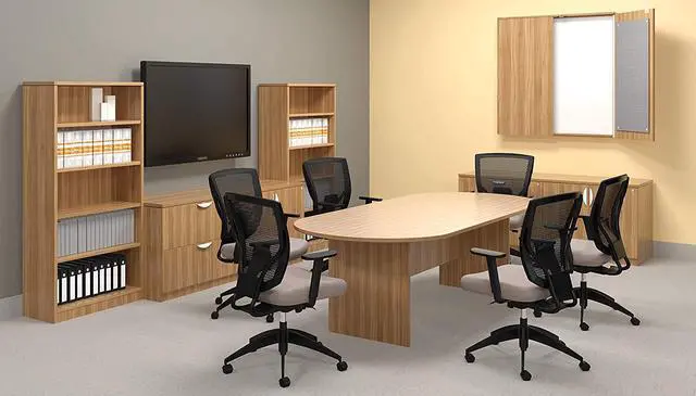 Alt view image 4 of 4 - GOF 10 FT Racetrack Conference Table for Home Office, School, Workplace, and Entertainment Room - Sturdy and Stable Table for Meetings with Laptops (Walnut)