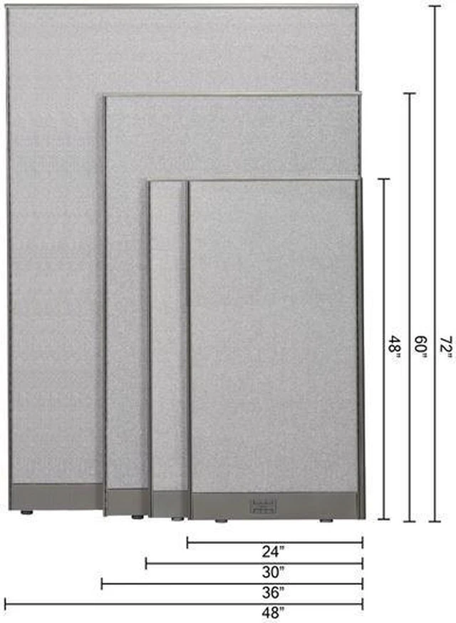 Alt view image 2 of 7 - GOF Single Panel Office Partition, Large Fabric Room Divider, Custom Built Cubicle Workstation (24" W x 60" H)