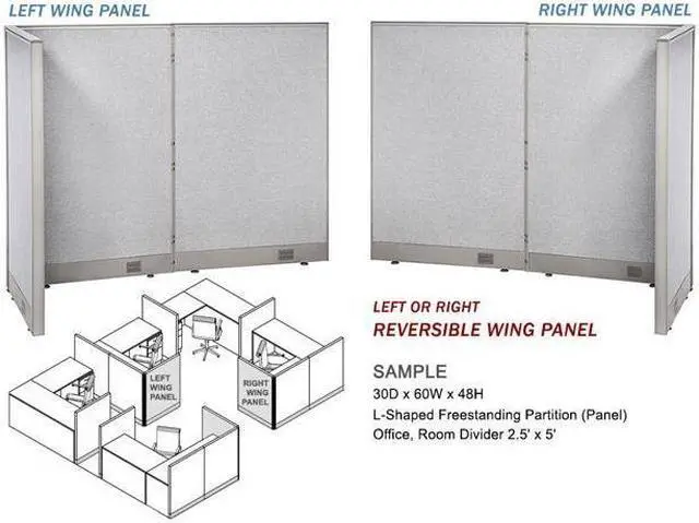Alt view image 7 of 7 - GOF Office Partition Connectors/Posts for L-Shaped Freestanding Privacy Wall Panels, Full Fabric Room Dividers, Custome Built Cubicle Workstations, Parts & Accessories (60" H, L-Post)