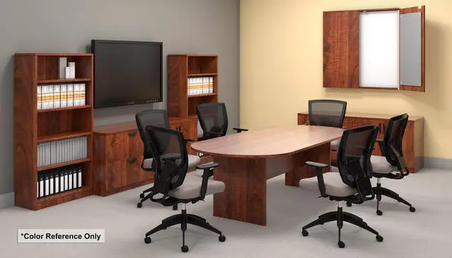Alt view image 4 of 4 - GOF 8 FT Racetrack Conference Table for Home Office, School, Workplace, and Entertainment Room - Sturdy and Stable Table for Meetings with Laptops (Dark Cherry)