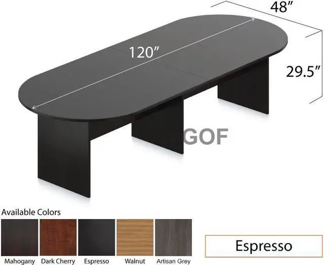 Alt view image 2 of 4 - GOF 10 FT Racetrack Conference Table for Home Office, School, Workplace, and Entertainment Room - Sturdy and Stable Table for Meetings with Laptops (Espresso)