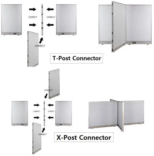 Alt view image 5 of 7 - GOF 14-Person Workstation Cubicles, Freestanding Office Partition, Room Dividers for School, Library, Call Center, and PC Gaming Room (60"D x 336"W x 48"H)