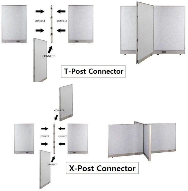 Alt view image 5 of 7 - GOF 14-Person Workstation Cubicles, Freestanding Office Partition, Room Dividers for School, Library, Call Center, and PC Gaming Room (60"D x 336"W x 72"H)