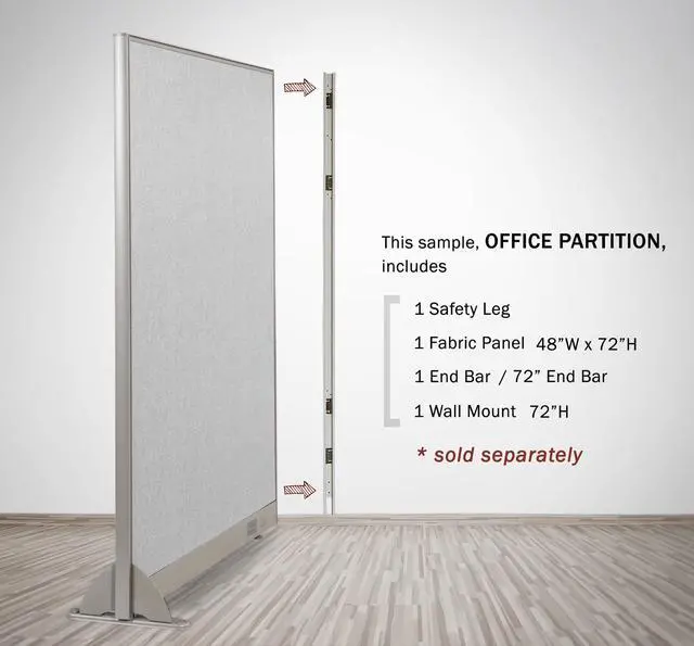 Alt view image 6 of 7 - GOF Office Partition Safety Leg for Freestanding Privacy Wall Panels, Full Fabric Room Dividers, Custome Built Cubicle Workstations, Parts & Accessories (Safety Leg)