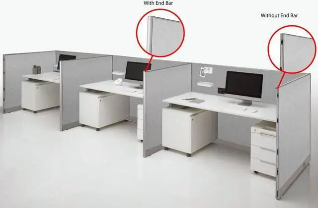 Alt view image 6 of 7 - GOF Office Partition End Bar/Cover for Freestanding Privacy Wall Panels, Full Fabric Room Dividers, Custome Built Cubicle Workstations, Partition Part & Accessories (60" H End Bar)