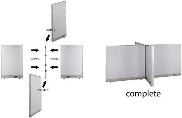 Alt view image 3 of 7 - GOF Office Partition Connectors/Posts for X-Shaped Freestanding Privacy Wall Panels, Full Fabric Room Dividers, Custome Built Cubicle Workstations, Parts & Accessories (48" H, X-Post)