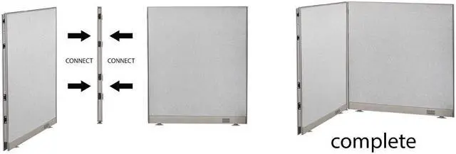 Alt view image 5 of 7 - GOF Office Partition Connectors/Posts for L-Shaped Freestanding Privacy Wall Panels, Full Fabric Room Dividers, Custome Built Cubicle Workstations, Parts & Accessories (60" H, L-Post)