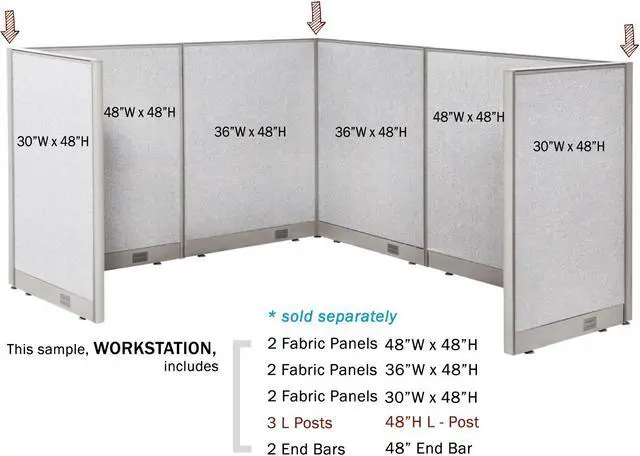 Alt view image 6 of 7 - GOF Office Partition Connectors/Posts for L-Shaped Freestanding Privacy Wall Panels, Full Fabric Room Dividers, Custome Built Cubicle Workstations, Parts & Accessories (60" H, L-Post)