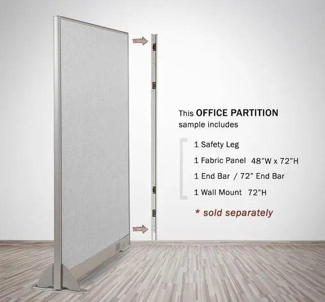 Alt view image 3 of 6 - GOF Office Partition Wall-Mount Connectors for Freestanding Privacy Wall Panels, Full Fabric Room Dividers, Custome Built Cubicle Workstations, Parts & Accessories (72" H, Wall Mount)