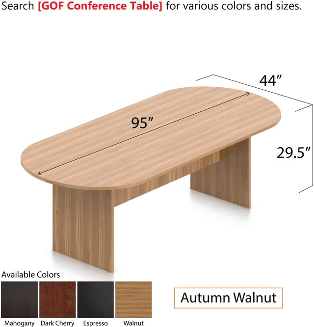 Alt view image 3 of 7 - GOF 8 FT Racetrack Conference Table w/ 6 Chairs Set for Home Office, School, Library, Board Room, Meeting Room, Break Room - Sturdy Table & Comfortable Chairs for Meetings with Laptops (Walnut)