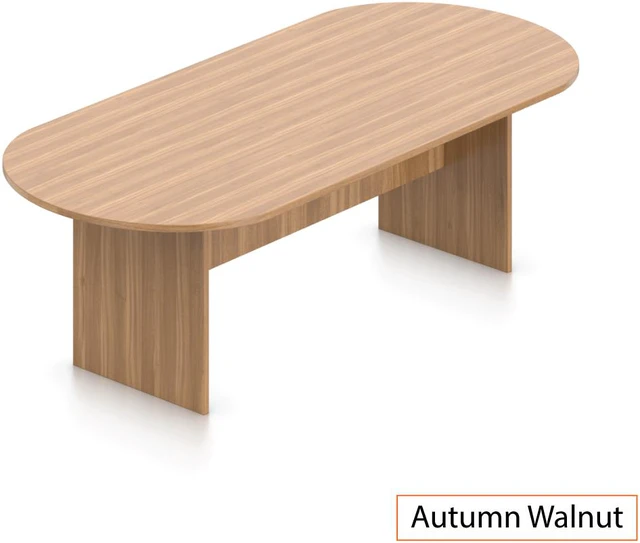 Alt view image 2 of 7 - GOF 8 FT Racetrack Conference Table w/ 6 Chairs Set for Home Office, School, Library, Board Room, Meeting Room, Break Room - Sturdy Table & Comfortable Chairs for Meetings with Laptops (Walnut)
