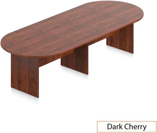 Alt view image 2 of 7 - GOF 10 FT Racetrack Conference Table w/ 8 Chairs Set for Home Office, School, Library, Board Room, Meeting Room, Break Room - Sturdy Table & Comfortable Chairs for Meetings with Laptops (Dark Cherry)