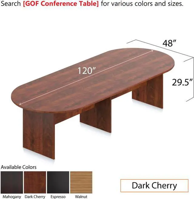 Alt view image 3 of 7 - GOF 10 FT Racetrack Conference Table w/ 8 Chairs Set for Home Office, School, Library, Board Room, Meeting Room, Break Room - Sturdy Table & Comfortable Chairs for Meetings with Laptops (Dark Cherry)
