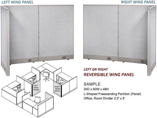 Alt view image 3 of 7 - GOF L-Shaped Office Partition Set, Freestanding Privacy Wall/ Cubicle/ Workstation/ Room Divider (36"D x 96"W x 60"H)