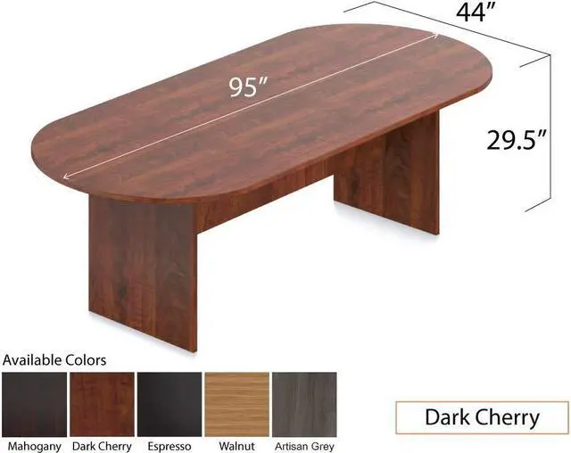Alt view image 2 of 4 - GOF 8 FT Racetrack Conference Table for Home Office, School, Workplace, and Entertainment Room - Sturdy and Stable Table for Meetings with Laptops (Dark Cherry)