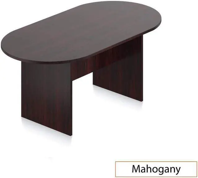 Alt view image 2 of 7 - GOF 6 FT Racetrack Conference Table w/ 4 Chairs (G11776) Set for Home Office, School, Library, Board Room, Meeting Room - Sturdy Table & Comfortable Chairs for Meetings with Laptops (Mahogany)