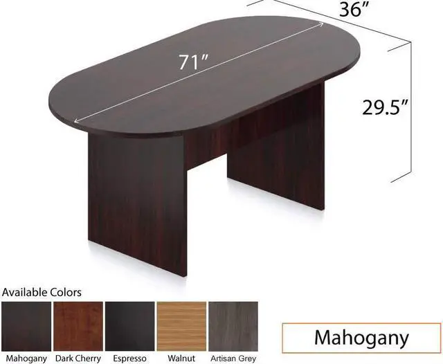Alt view image 3 of 7 - GOF 6 FT Racetrack Conference Table w/ 4 Chairs (G11776) Set for Home Office, School, Library, Board Room, Meeting Room - Sturdy Table & Comfortable Chairs for Meetings with Laptops (Mahogany)