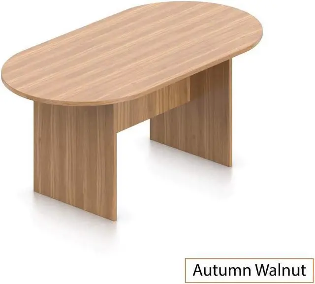 Alt view image 2 of 7 - GOF 6 FT Racetrack Conference Table w/ 4 Chairs (G11776) Set for Home Office, School, Library, Board Room, Meeting Room - Sturdy Table & Comfortable Chairs for Meetings with Laptops (Walnut)