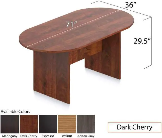 Alt view image 3 of 7 - GOF 6 FT Racetrack Conference Table w/ 4 Chairs (G11776) Set for Home Office, School, Library, Board Room, Meeting Room - Sturdy Table & Comfortable Chairs for Meetings with Laptops (Dark Cherry)