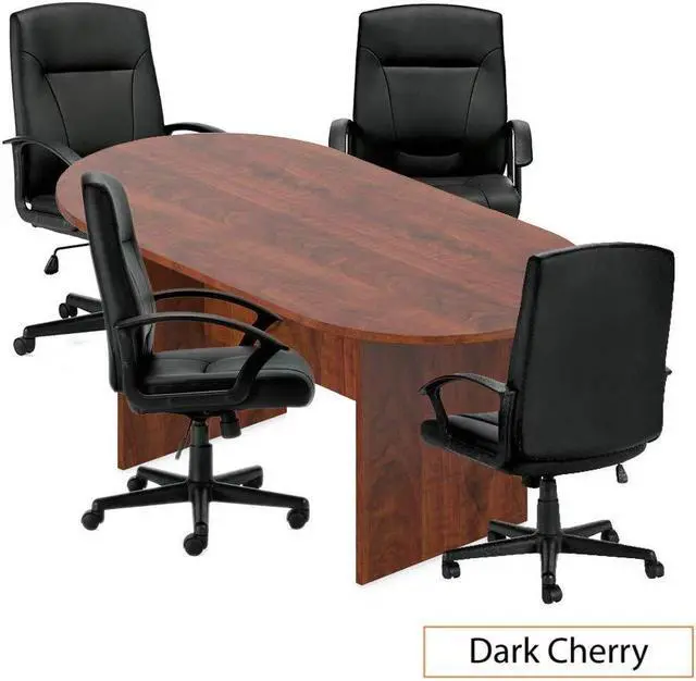 Main image of GOF 6 FT Racetrack Conference Table w/ 4 Chairs (G11776) Set for Home Office, School, Library, Board Room, Meeting Room - Sturdy Table & Comfortable Chairs for Meetings with Laptops (Dark Cherry)