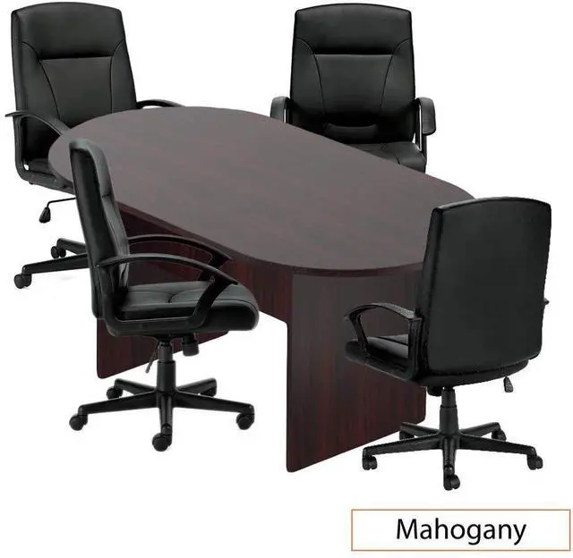 Main image of GOF 6 FT Racetrack Conference Table w/ 4 Chairs (G11776) Set for Home Office, School, Library, Board Room, Meeting Room - Sturdy Table & Comfortable Chairs for Meetings with Laptops (Mahogany)